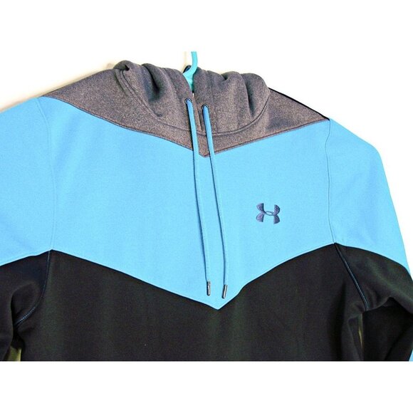 Under Armour Fleece Pullover Color Block Hoodie Sweatshirt Front Pockets Logo L - Picture 3 of 12